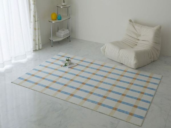 カジュアルなちぇく柄ラグ『ウィム イエロー』