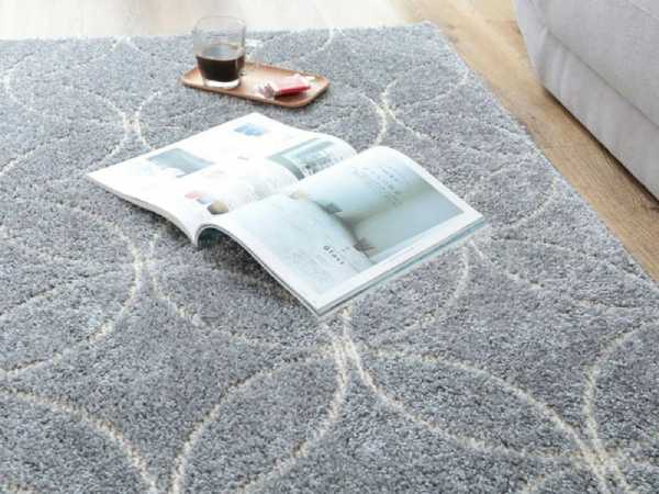 厚手のグレーのカーペット上に雑誌と飲み物が置いてある