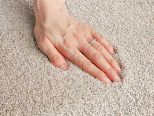 分厚いカーペットの沈む女性の手