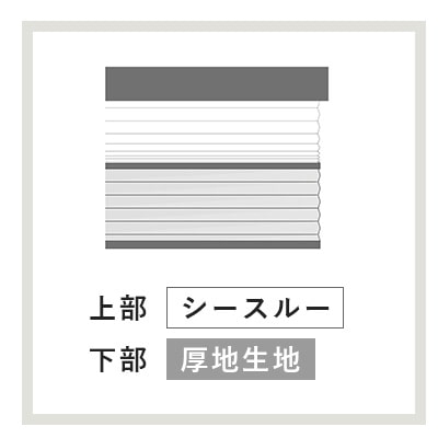 ハニカムスクリーンのシースルー生地が上部にある