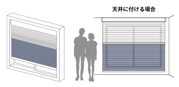 ハニカムスクリーンの天井付け