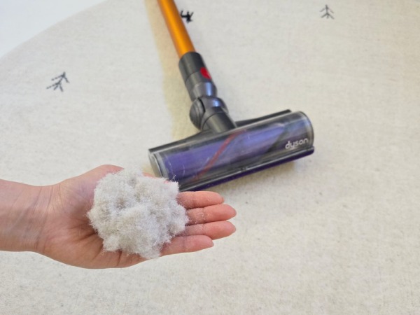 新品のウールラグを掃除機掛けて取れた遊び毛