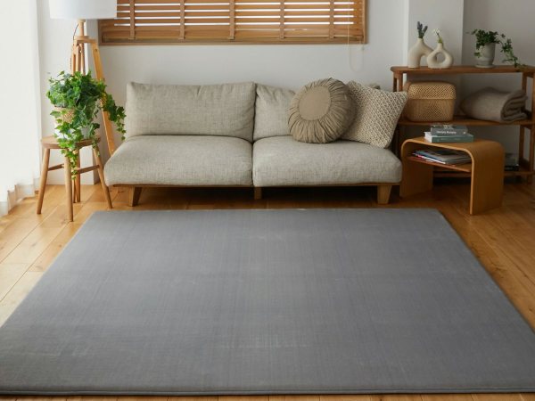 高反発ウレタンラグとアイボリーのラグ