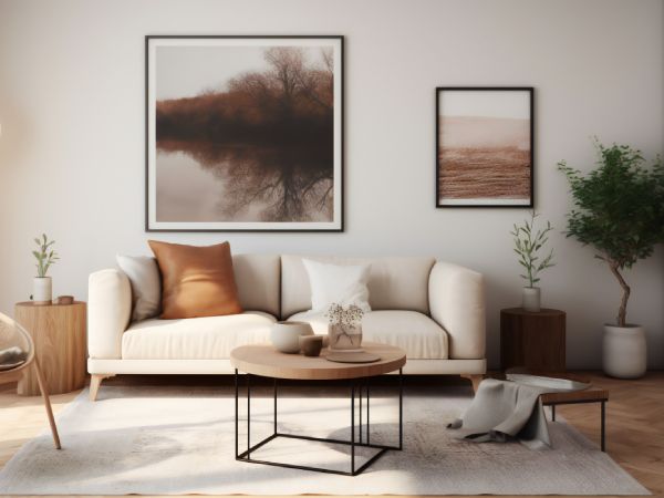 背の低いソファが置かれたインテリア