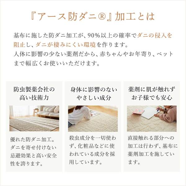 アレルギーのカーペットにおすすめ「アース防ダニ®加工」付ラグ