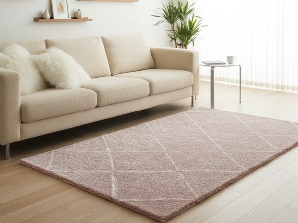 ピンクのラグ「バルダ」とナチュラルインテリア