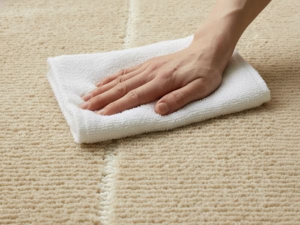 アレルギー対策のために水拭きのお手入れをカーペット「ポッシュ2 ライン」で行う手