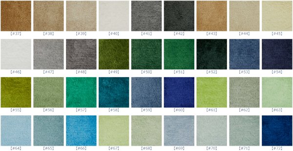 ラグ、ラフルームのカラーチャート#37~#72