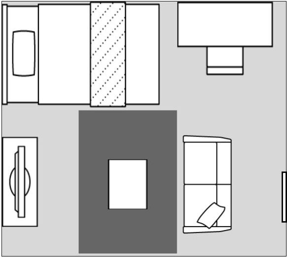 140×200cmラグが敷かれたレイアウト