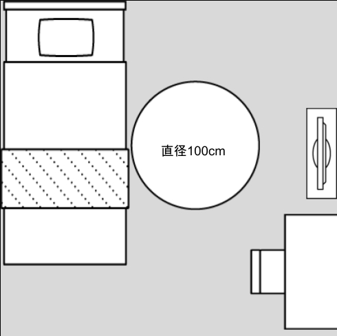 4.5畳の一人暮らしのお部屋のレイアウト図