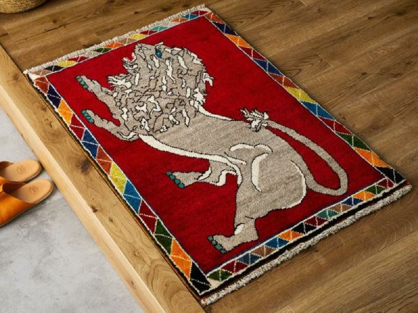 ライオンデザインのギャッベ「B-23243」