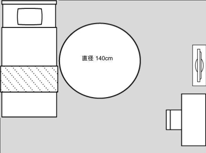 6畳の一人暮らしのお部屋のラグレイアウト図