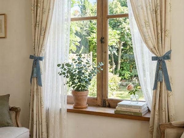 カーテンの房掛けが不要のリボンタッセル