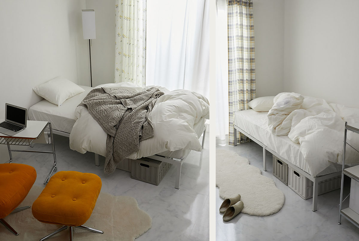 オフホワイトのベッドフレームイメージ