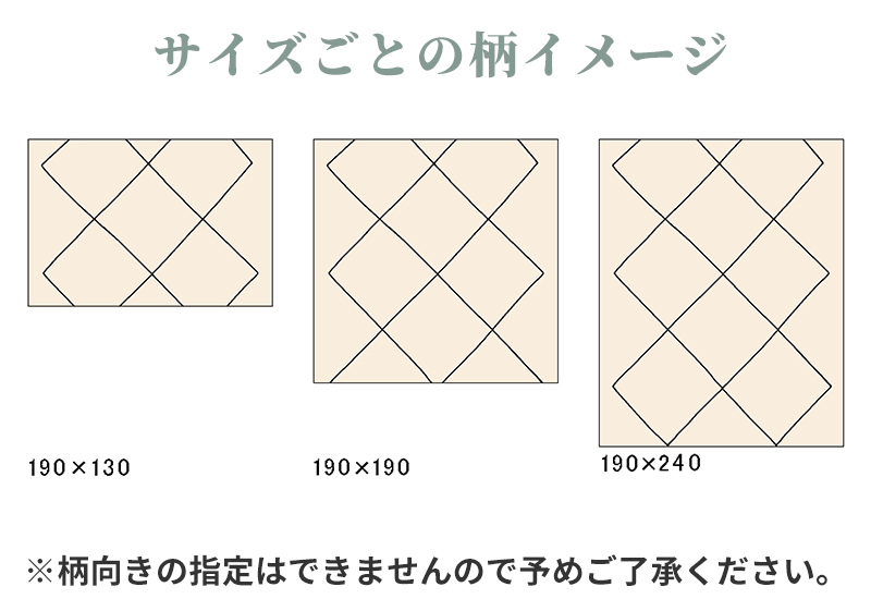 サイズごとの柄の違い