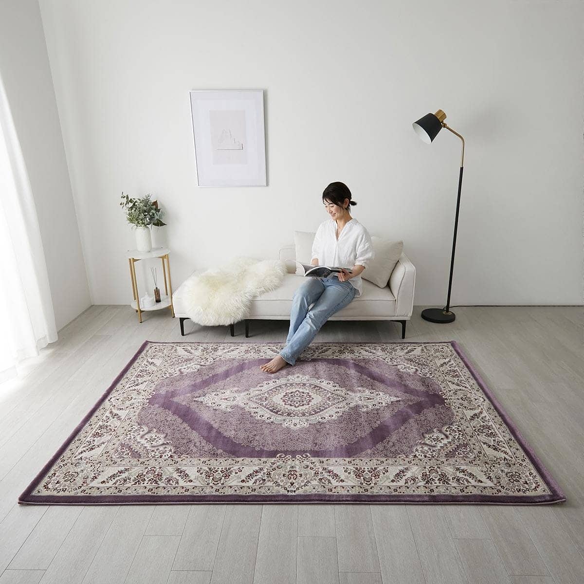 足元に敷いている様子