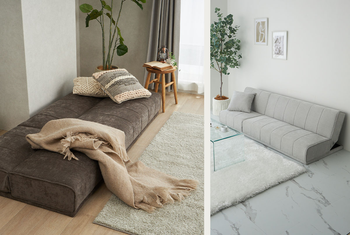 ダークブラウンとグレーを使用した部屋の様子